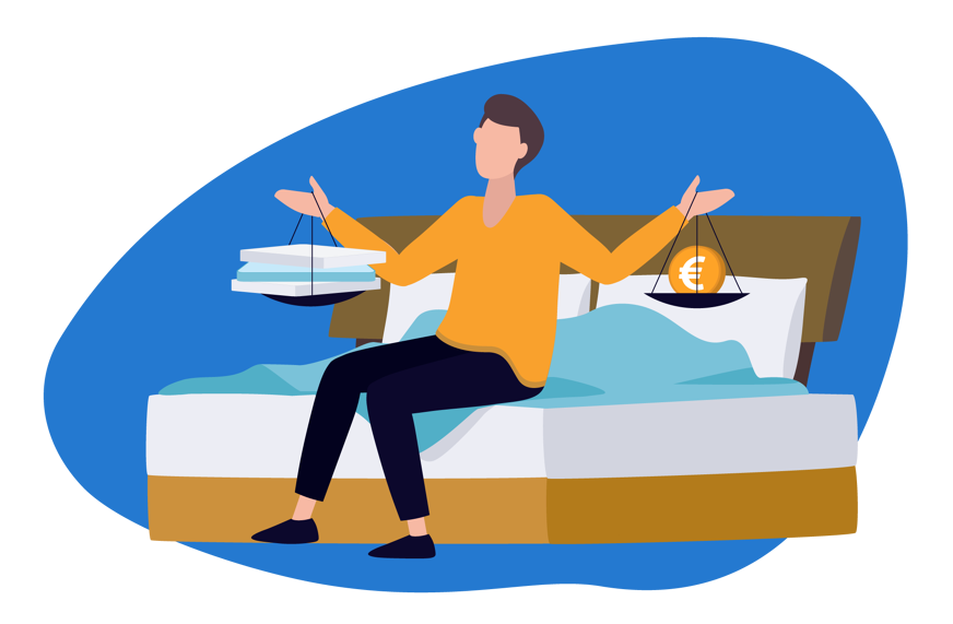 Ilustração de uma pessoa pesando o custo e o benefício